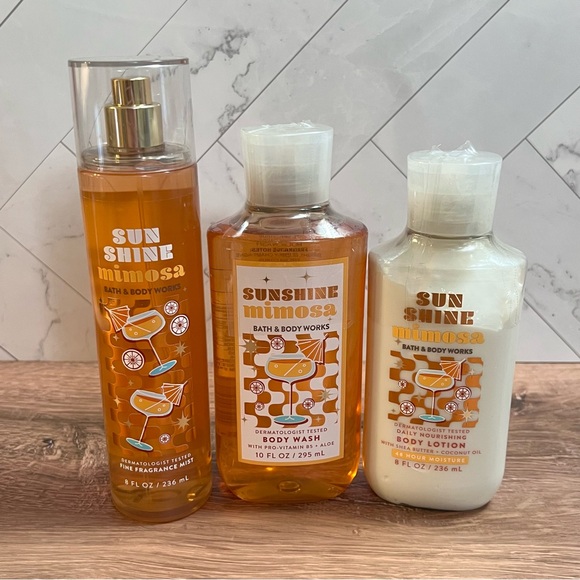 Bath & Body Works Other - Bath & Body Works SUNSHINE MIMOSA 3 Piece Set Lot Lotion Body Wash Fine Mist
